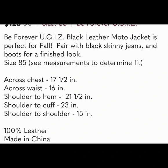 Be Forever U.G.I.Z. Black Leather Moto Jacket - Picture 15 of 15